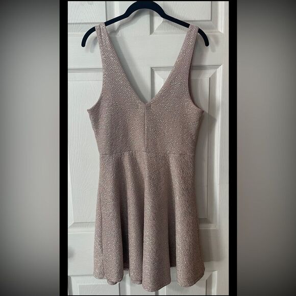 Aeropostle Rose Gold Size Large Shiny Short Party Dresss V-neck Cocktail - Picture 2 of 6